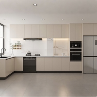Opia siap dengan peralatan Maple atas lemari dapur desain apartemen dengan lampu LED putih disesuaikan tahan lama