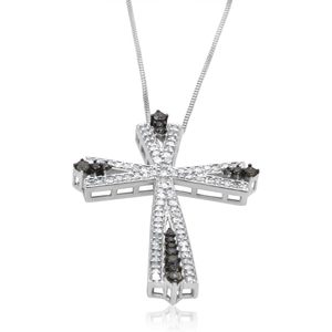 Colgante de cruz de diamantes Ornaatis, 0,81 quilates, corte redondo, blanco y marrón, en plata de ley 925, joyería religiosa unisex - Product Image 3