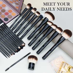 ชุดแปรงแต่งหน้าวีแกนสีดำคุณภาพสูง 25 ชิ้น DailyQueen <span class=keywords><strong>NYX</strong></span> รุ่นใหม่ สำหรับรองพื้น อายแชโดว์ และเขียนคิ้ว รับผลิตแบรนด์ส่วนตัว - Product Image 1