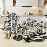 Ensemble d'ustensiles de cuisine de luxe modernes de bonne qualité, 33 pièces, accessoires, ensembles de casseroles antiadhésives