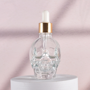High Quality 50ml 1.5oz Exquisite <strong>Skull</strong> <strong>Glass</strong> <strong>Bottle</strong> With Gold Sliver Dropper for Personal Care - Product Image 5