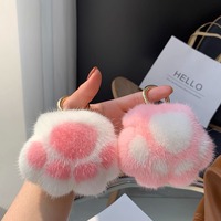 Porte-clés moderne en fausse fourrure de vison, motif patte de chat, mignon, breloque de sac, pendentif de voiture, design artistique, cadeau d'anniversaire pour femme, vente en gros, personnalisé