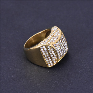 Bán Chạy Trang Sức Thời Trang Châu Âu Nhẫn Zircon <span class=keywords><strong>Charm</strong></span> Kim Tự Tháp Cho Nam Nhẫn Cưới Bằng Thép Không Gỉ Vàng Bạc - Product Image 5