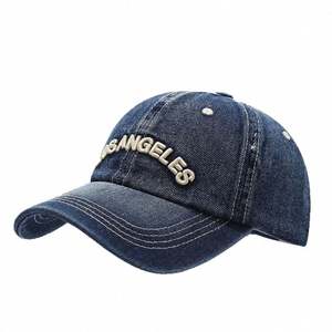 Gorra de Béisbol Retro Americana Azul Denim con Bordado de Los Ángeles, Estilo Deportivo y Urbano - Product Image 5
