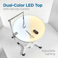 Table de toilettage ronde AP-835 pour petits chiens, table de toilettage pour chien avec levage pneumatique, table de toilettage ronde pour chien avec LED
