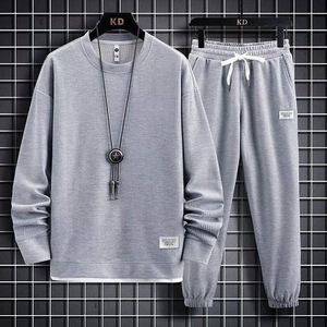 I-0577 Ensemble deux pièces pour homme à maille gaufrée, sweat-shirt à manches longues et pantalon décontracté, coupe ample, nouvelle arrivée automne, vêtements de sport - Product Image 6
