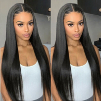 Perruque longue et droite brune avec dentelle frontale |   Perruque en cheveux humains 100% brésiliens pour femmes |   Plusieurs longueurs disponibles