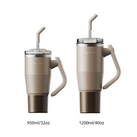 HAERS Gobelet isotherme 40oz 32oz avec paille et poignée, en acier inoxydable à double paroi sous vide, Mug de voyage professionnel, Vente en gros OEM/ODM
