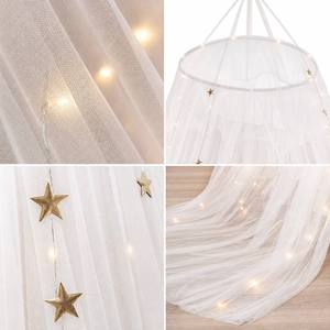 Nouvelle moustiquaire de luxe pliable pour lit, avec rideaux de lit à baldaquin et étoiles lumineuses, pour lits Queen Size - Product Image 2