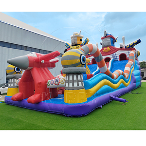 Glissière gonflable géante Fun City Mech Fighter Course d'obstacles gonflable Terrain de jeu Château gonflable pour parc d'attractions - Product Image 2