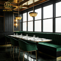 Ensemble de chaises en velours et table carrée en marbre Ron Group Hotel, banquette rembourrée en forme de L, mobilier de restaurant
