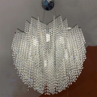 Lustre suspendu en cristal de luxe sur mesure, lampe à suspension d'art moderne pour la décoration de plafonds hauts, villas, hôtels et halls d'entrée