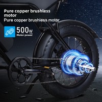 Vélo électrique tout-terrain rétro 20 pouces à batterie lithium 48V sans balais, pneus larges, directement de l'usine