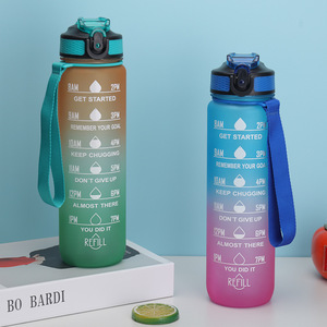 32 oz 1l BPA-Free Tritan Motivational borraccia acqua con indicatore di tempo filtro filtro per bere paglia diretta per palestra Fitness - Product Image 2