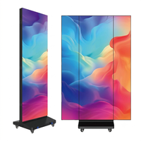 Display LED Portatile Pieghevole a Tre Ante, Segnaletica Digitale Ultra-wide Mobile con Base in Ferro su Ruote, Video Wall LED Pieghevole per Eventi