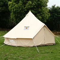 Carpa Piramidal Tipo Yurta India de Gran Tamaño para Glamping al Aire Libre, Impermeable, Resistente al Viento, con Estructura de Aleación de Aluminio, 400x400x250cm, para Camping