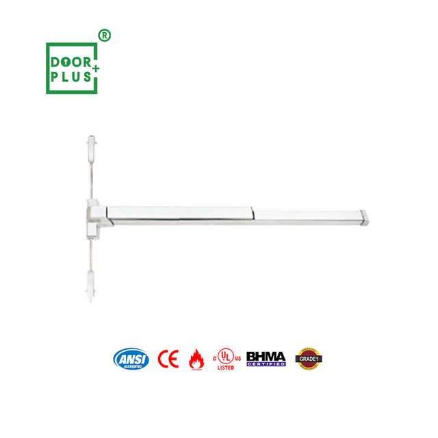 Doorplus Double Fire Commercial Emergency Push Bar Key Unlock Anti-Theft Feature Vertical Rod Panic Push Bar for Escape Door