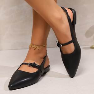 Nuovi Sandali <span class=keywords><strong>Donna</strong></span> Estivi 2026 alla Moda con Tacco Alto, Taglie Forti, Neri, da Esterno, con Fibbia a Fascia Unica, Slip-On, Suola Piatta in Gomma, per Commercio Estero - Product Image 1