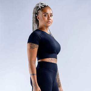Top Sportivo da <span class=keywords><strong>Donna</strong></span> Traspirante e Assorbente, Leggero e ad Asciugatura Rapida, Senza Cuciture, per Yoga e <span class=keywords><strong>Fitness</strong></span>, Manica Corta - Product Image 4
