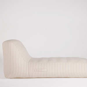 Flotador Inflable para Piscina, Silla de Descanso Lujosa para el Borde de la Piscina, Color Marfil/Blanco con Rayas, Tumbona, Silla Inflable - Product Image 3
