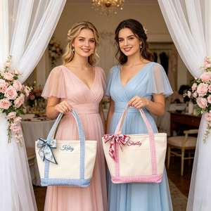 กระเป๋าผ้าแคนวาสปักลาย กระเป๋าถือสั่งทำพิเศษสำหรับเพื่อนเจ้าสาว งานเลี้ยงสละโสด ของชำร่วยงานแต่งงาน - Product Image 3
