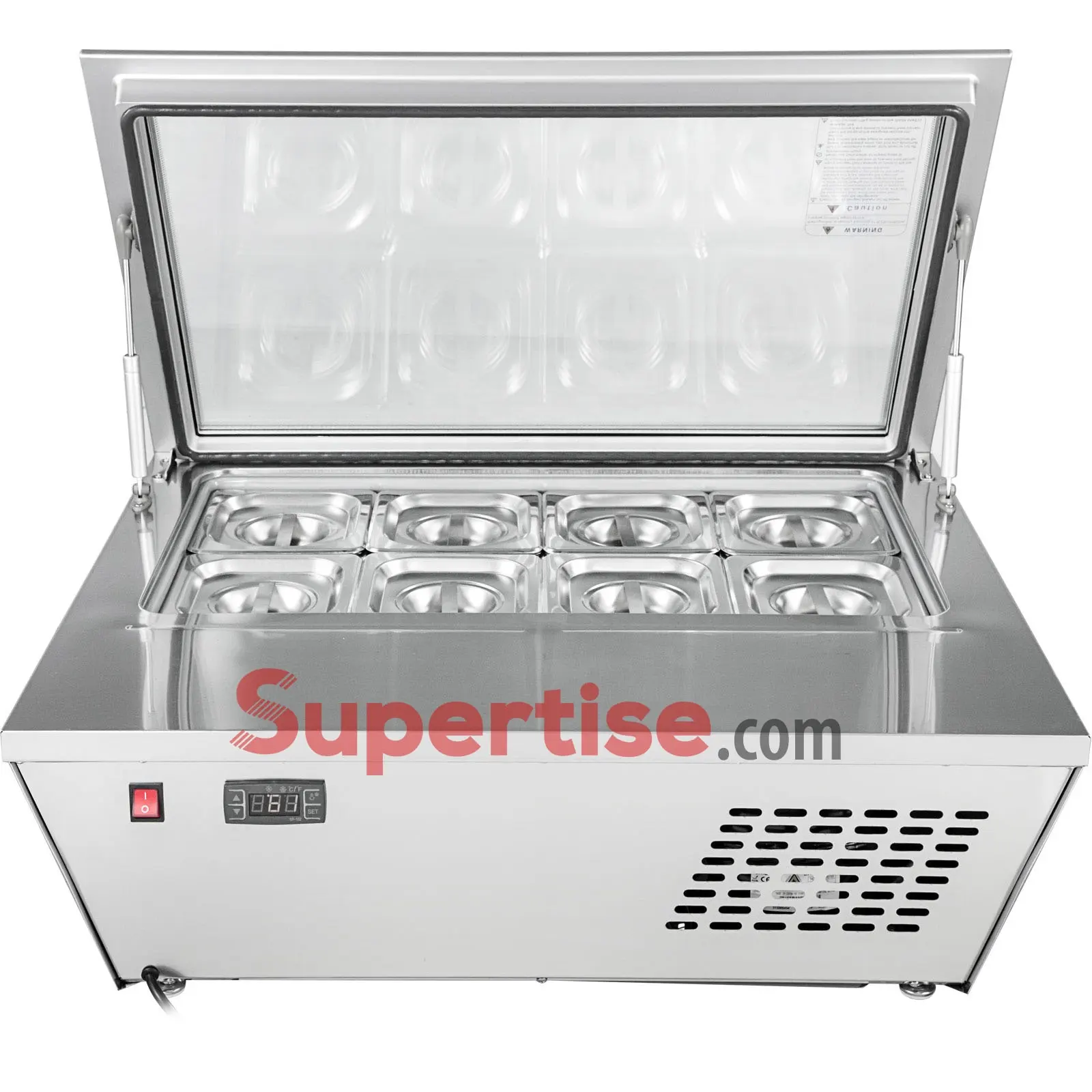 Supertise 6 pan tezgah üstü Gelato dondurucu ekran 220V 122L dondurma buzdolabı vitrin