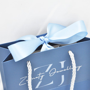 Custom Logo Printing Jewelry Accessories Watches <b>Gifts</b> <b>Bags</b> Blue <b>Mini</b> Paper <b>Bag</b> - Product Image 2