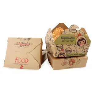 Light Food Lunch French Fries Box Fried Chicken Barbecue Takeout Box Disposable Salad Cowhide Carton