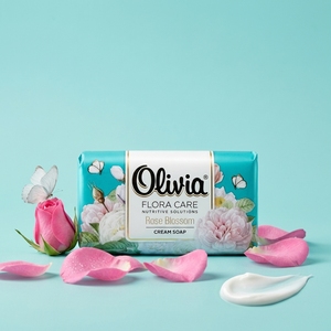 Rose Blossom Premium Cream Bar <b>Soap</b> with Coconut Oil and Glycerin for Hand and Body Care 140 g Olivia Flora Care - Product Image 1