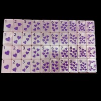 Tuiles de mahjong transparentes rose clair Tablevibe avec motifs avant à l'effigie de dessins animés dessinés à la main
