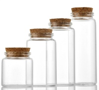Botol Tabung Kaca Premium Bening dengan Sumbat Gabus, Stoples Rempah Kosong, Botol Kecil untuk Penyimpanan, Dekorasi Suvenir Pernikahan 50ml-240ml
