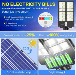 Venta al por Mayor de Farolas Solares LED Integradas Todo en Uno para Exteriores con Lámpara de 800W/1000W/1200W IP65 para Uso en Carreteras - Product Image 4