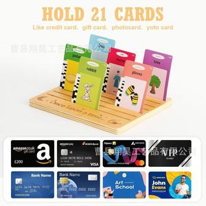 Soporte de madera para tarjetas educativas para niños, bandeja de exhibición de escritorio de madera maciza de 20 cm x 20 cm para tarjetas de aprendizaje - Product Image 2