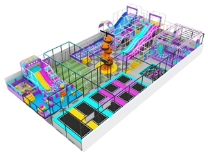 Aire <span class=keywords><strong>de</strong></span> jeux intérieure commerciale pour enfants : trampoline, parcours ninja, toboggans, piscine à balles, tour d'escalade, bac à sable, zone sportive - Product Image 3