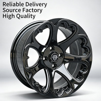 Jantes en alliage en forme de cœur noir brillant de haute qualité FLowtone Factory 15x8 ET0 4x100 CB73.1, jantes de voiture élégantes pour Honda Toyota Mazda