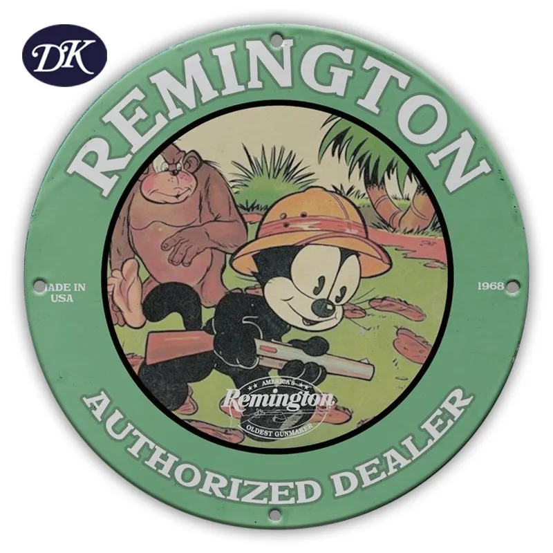 Vintage 1968 Remington Arms Authorized Dealer Porcelain Gas & Oil Pump Sign