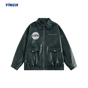 LAYENNE personalizado de alta calidad Turn Down Collar PU cuero ropa de trabajo brillante prendas de vestir suelta solapa impresa chaqueta de trabajo al por mayor - Product Image 1