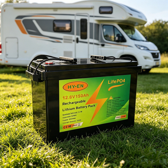 LiFePO4 Battery Pack ABS Case 12.8V150Ah IP65 Waterproof High Rate Discharge 4000-Cycle APP-Controlled Motorhome/RV Camper CE
