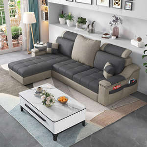 Juego de Sofá de Tela de Tamaño Completo Estilo Nórdico Seccional Moderno y Sencillo para Familia Pequeña y Vivienda de Alquiler Combinación Multiestilo para Sala de Estar - Product Image 2