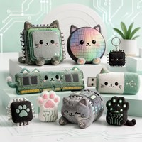 Peluche Gadget Tech Rétro Circuit Cat, Pendentif Rembourré en Forme de Puce CPU RAM Clé USB