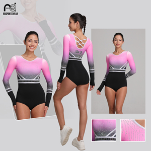 Nouvel Arrivage – Ensemble de Danse en Soie Spandex de Haute Qualité avec Strass – Vente en Gros – Justaucorps Personnalisés Légers et Sublimés Scintillants - Product Image 4