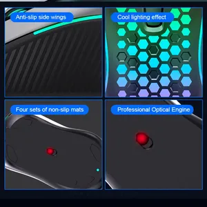 Nouvelle <span class=keywords><strong>souris</strong></span> de jeu AULA S11 filaire, légère, ergonomique, design nid d'abeille, <span class=keywords><strong>souris</strong></span> de jeu RGB, capteur de précision 3600 dpi - Product Image 6
