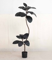 Plante artificielle Ficus caoutchouc noir à tige épaisse et robuste, décoration moderne, plusieurs hauteurs, feuilles noires foncées, pour la maison et l'hôtel