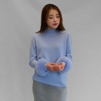 Pull en cachemire tricoté pour femmes Tyan, col demi-haut, tissu mélangé, pull tricoté doux avec fourrure de renard véritable