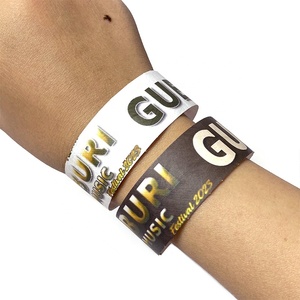2023 Festival <span class=keywords><strong>Tyvek</strong></span> pulseras <span class=keywords><strong>1</strong></span> pulgada negro Hotel boda invitado pulsera papel pulseras personalizadas - Product Image 6