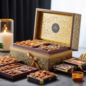 Custom Logo Luxe Chocolade 3 Lades Doos Lege Moslim Eid Mubarak Ramadan Date Eetbare Chocolade Verpakking Geschenkdoos