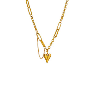 European American Style Gold Heart Pendant Necklace Stainless Steel Clavicle Chain Minimalist Light Luxury Jewelry - Product Image 5