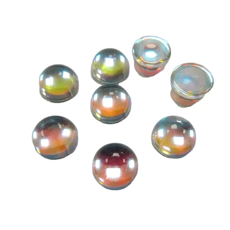 4 -10 mm Customized Round Synthetic Moonstone Glossy Round Symphony Moonstone Cabochon
