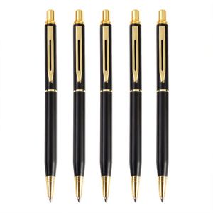 Matte Black Gold Trim Click Metal Ballpoint Pen, Classic Executive Retractable Signature Pen Custom Logo for Business - Product Image 1