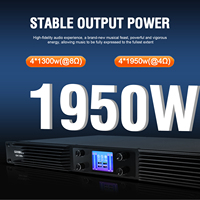 GK1300 1300 Watt Amplifier Daya Digital Kelas D 4-Kanal 1U Rak Mount 8Ω PA Amplifier dengan Layar untuk Speaker Panggung DJ